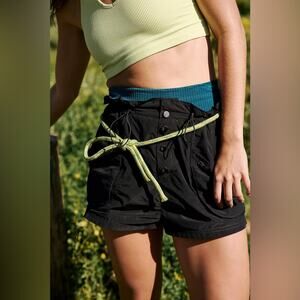 Free People Black Off The Grid Solid Shorts Size Large